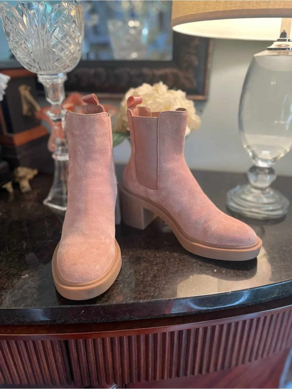 DOLCE VITA Gage Blush Beige Suede Block Heel Platform Boot Size 7
